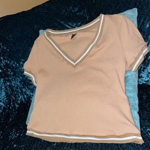 Shein brown and white crop top✨